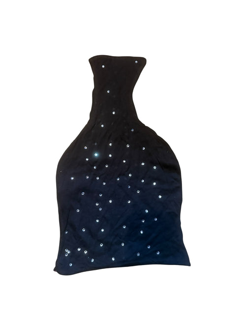 IFEELGREED black stretchy head wrap embellished with sparkling rhinestones for a stylish street-wear look.